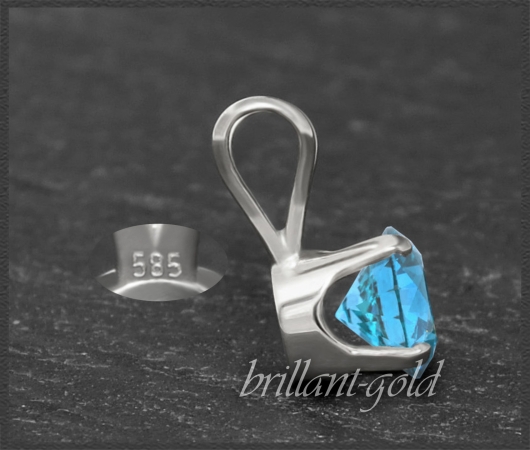 Anhänger 585 Gold Topas blau, 4,5,6,7mm